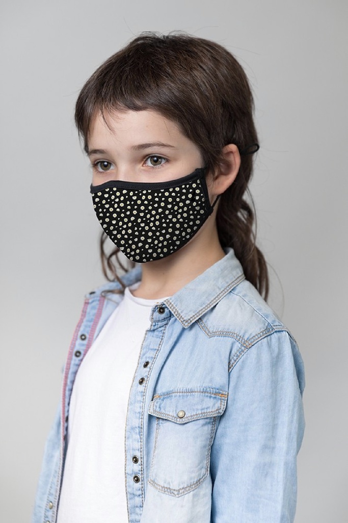 Mascarilla Abbacino Kids mini margaritas negro