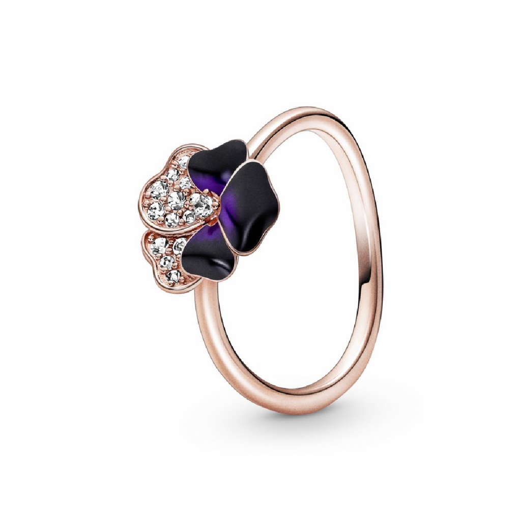 Anillo Pandora Rose Flor Pensamiento Morado