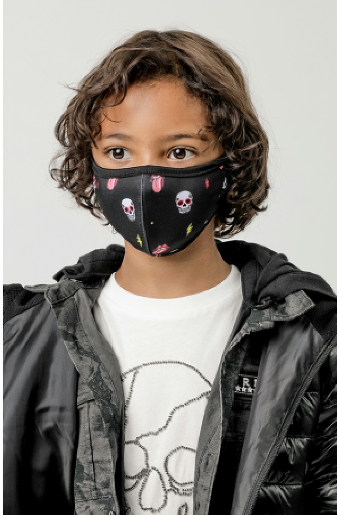 Mascarilla Abbacino Kids unisex rockera negra