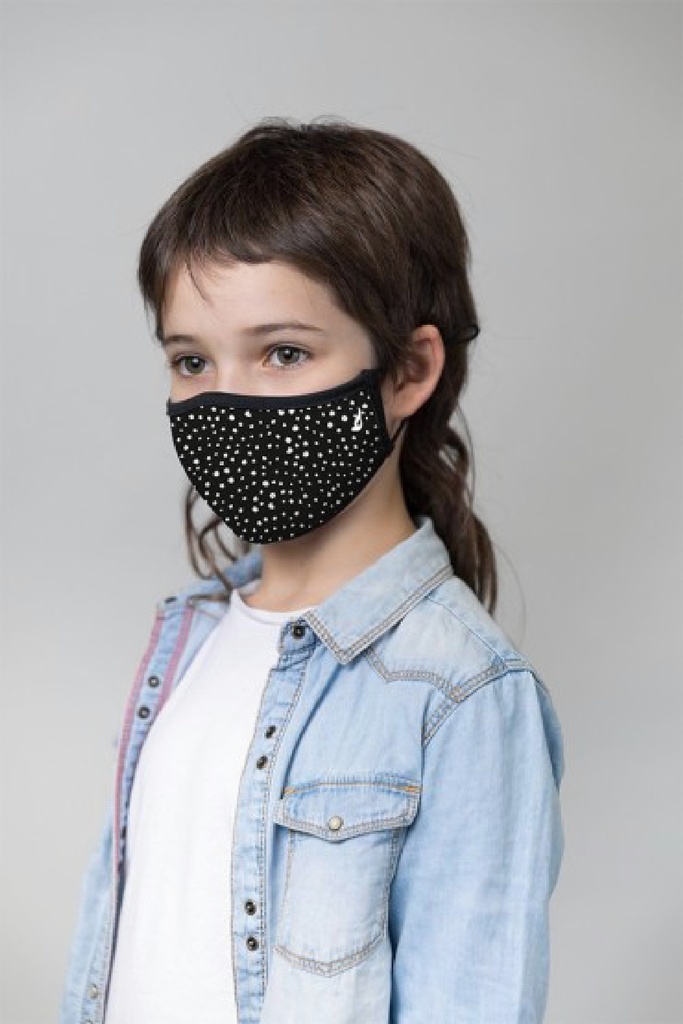 Mascarilla Abbacino Kids unisex mini topos negra