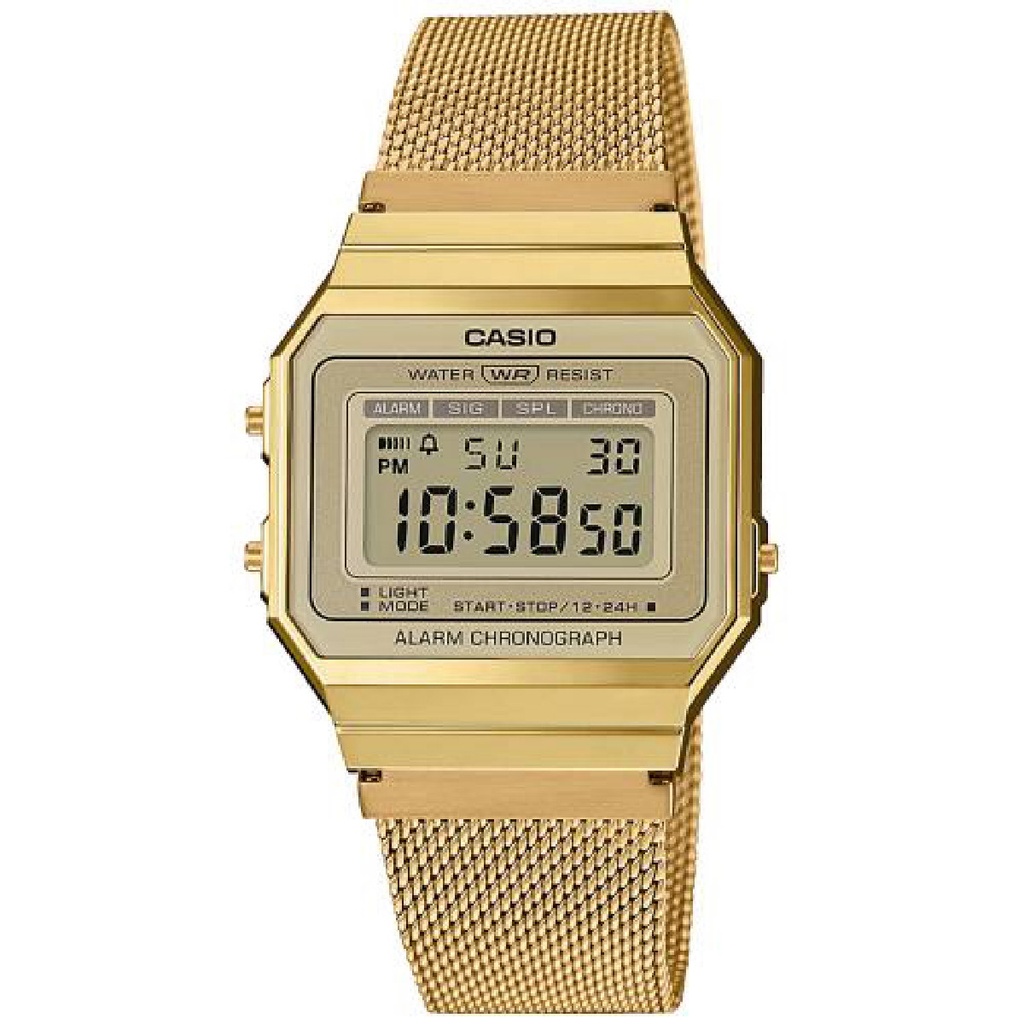 Reloj Casio Vintage Unisex Malla Milanesa Acero IP dorado