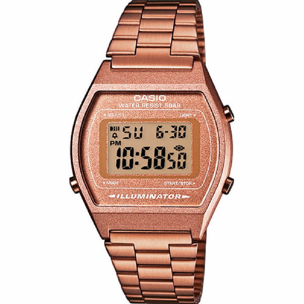 Reloj Casio Vintage Iconic Mujer Rosé Esfera Rosa con Purpurina B640WC-5AEF
