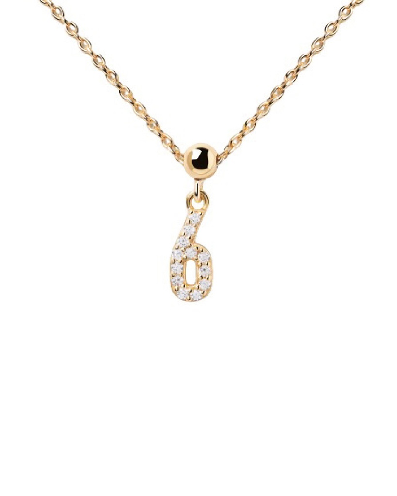 Charm PDPaola Nº 6 Plata Baño Oro y Circoncitas CH01-004-U