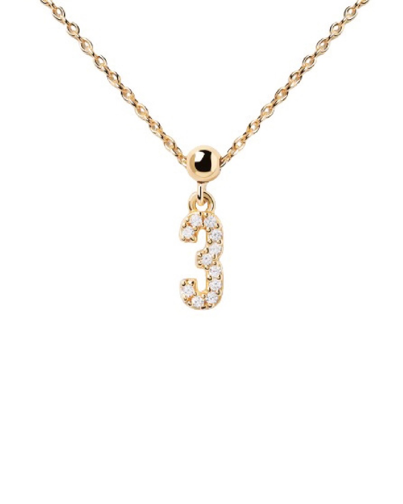 Charm PDPaola Nº 3 Plata Baño Oro y Circonitas CH01-007-U