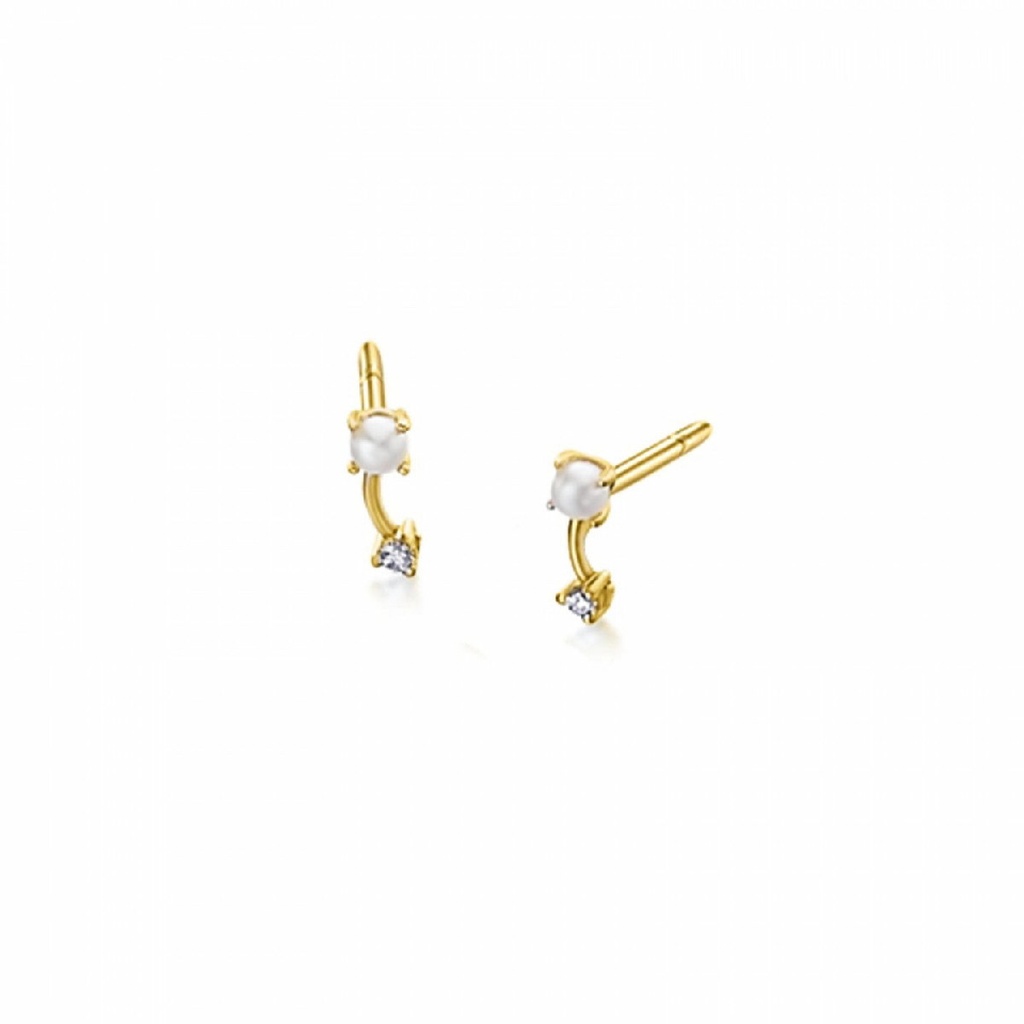 Pendientes Lecarré Oro 18k Perla cultivada y Diamante 0,02ct