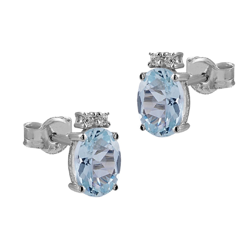 Pendientes Itemporality Lux Oro Blanco Diamantes y Aguamarina