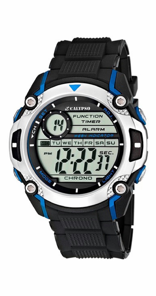 Reloj Calypso Hombre Digital Multifunción Caucho Negro y Azul K5577/2
