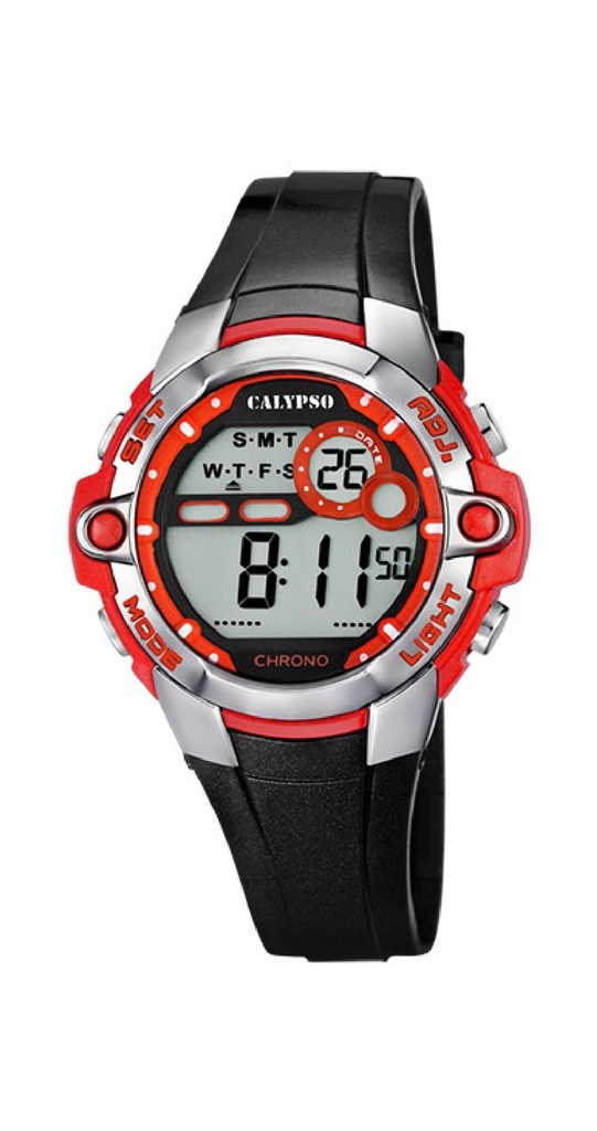 RELOJ CALYPSO HOMBRE DIGITAL CRUSH CAUCHO NEGRO/ROJO