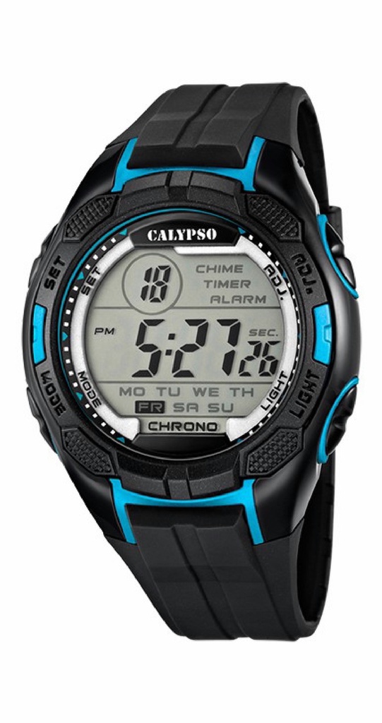 Reloj Calypso digital Hombre Correa caucho negro & detalles azul