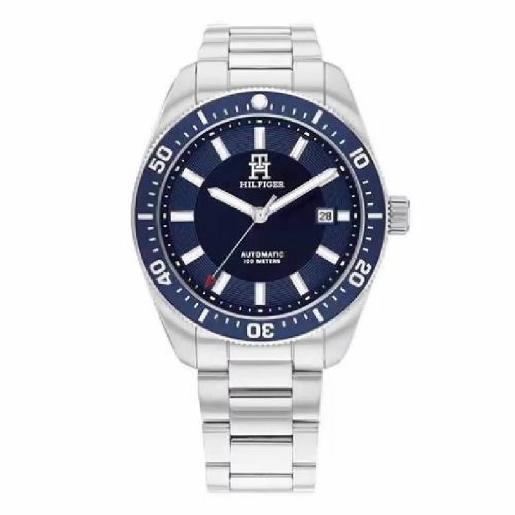 Reloj Tommy Hilfiger Hombre Automático Analógico Acero Plateado Esfera Azul 1710591