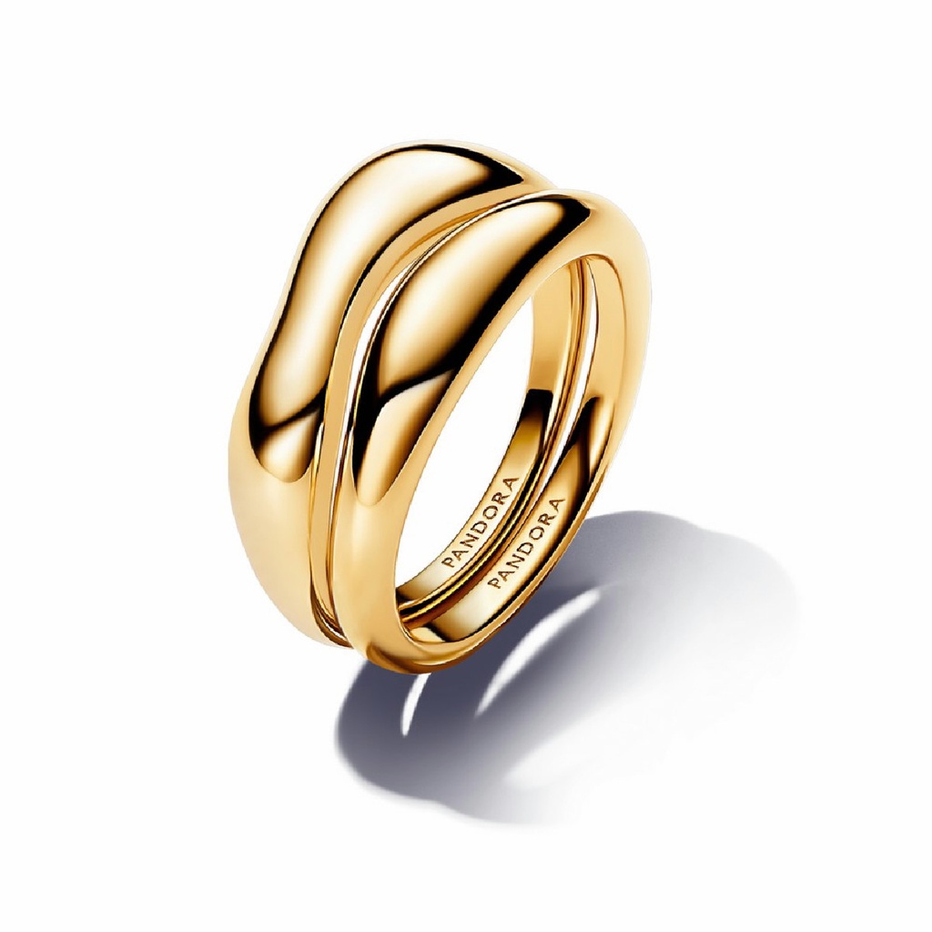 Anillo Pandora Combinable Forma Orgánica Dorado
