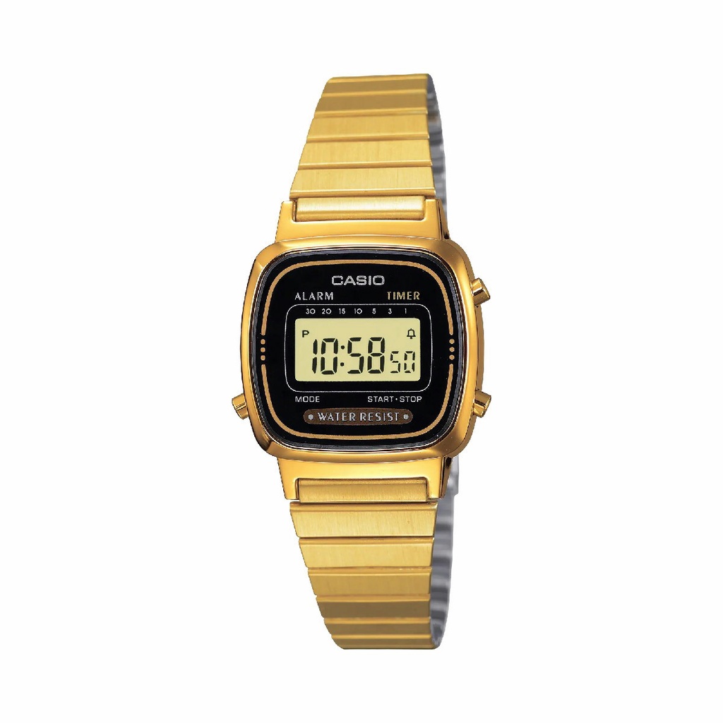 Reloj Casio Vintage Mini Mujer Dorado Esfera Negra LA670WEGA-1EF
