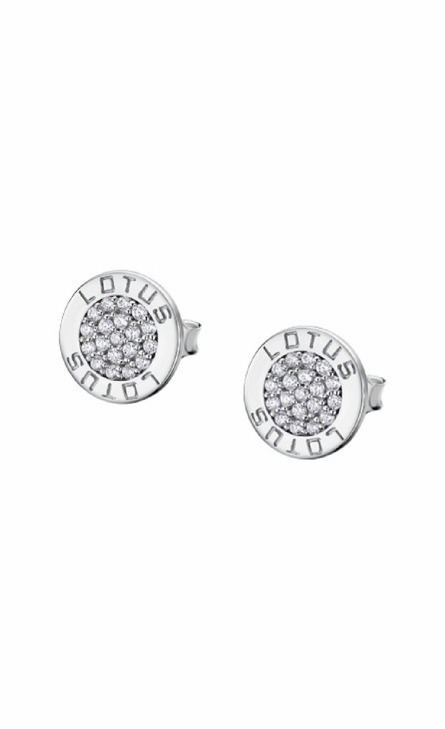 Pendientes Lotus Silver Trendy Plata Botón Logo Circonitas