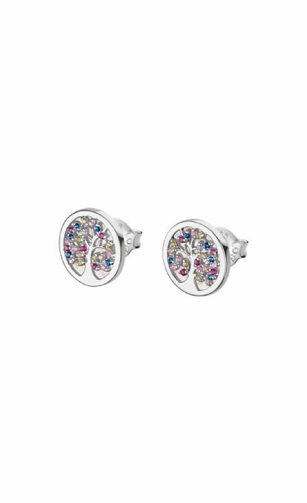 Pendientes Lotus Silver Mujer Árbol de la Vida Circonitas de Color LP1889-4/1