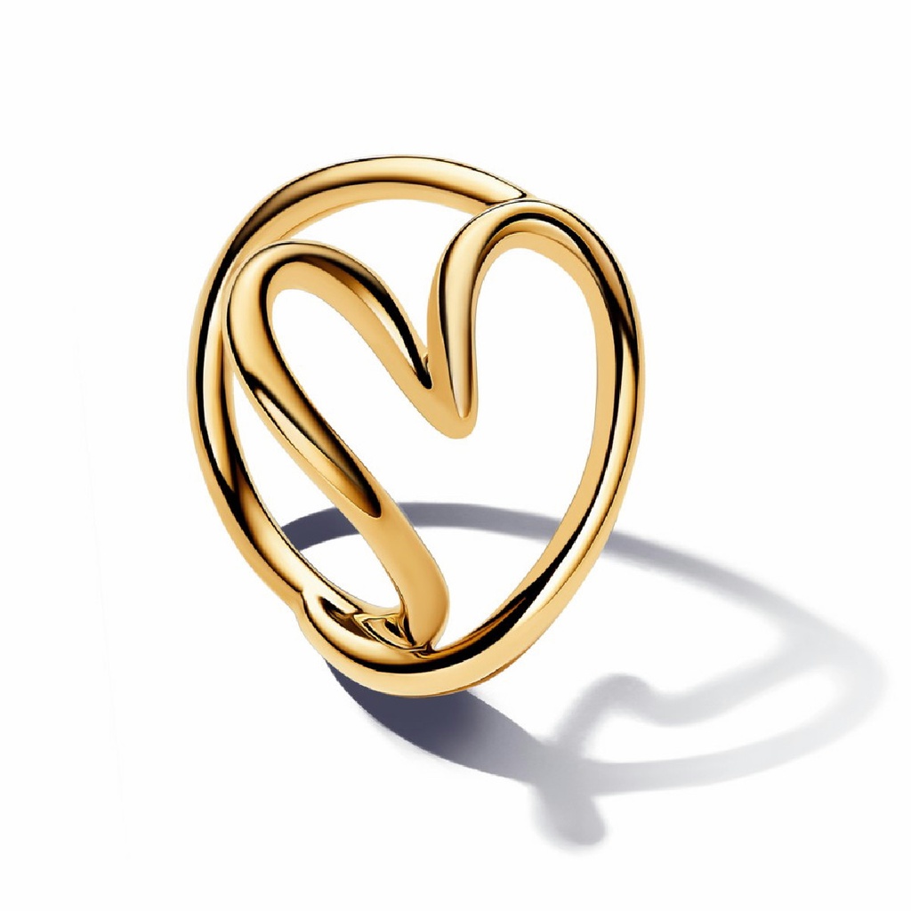 Anillo Pandora Corazón Forma Orgánica Dorado