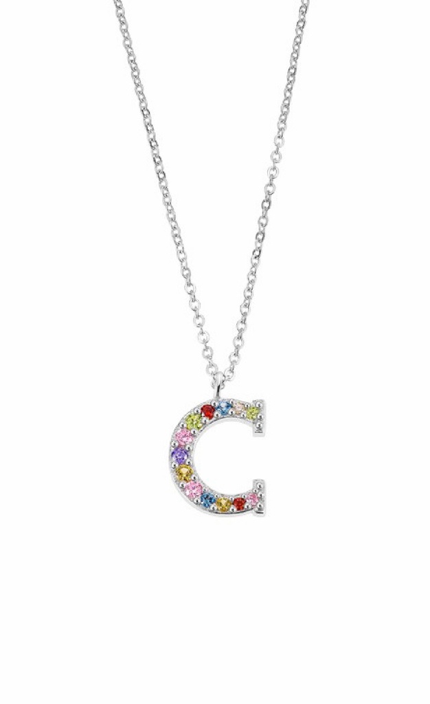 Collar Lotus Silver Mujer Letra C Multicolor LP3426-1/C