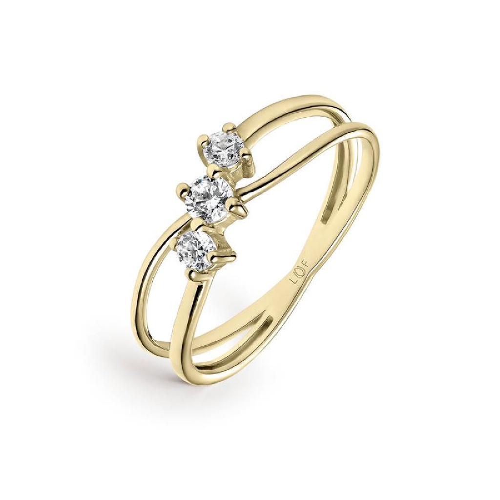 Anillo Litta Fiore Entrecruzado Triple Circonita Oro Amarillo LRN-201-033-14