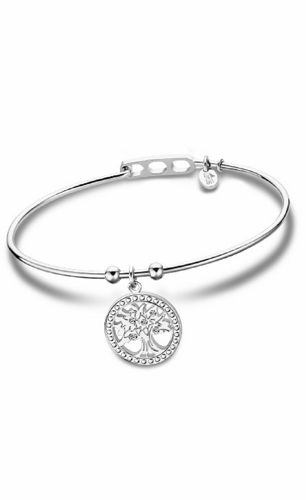 Pulsera Lotus style Mujer Árbol de la familia con circonitas y acero inoxidable