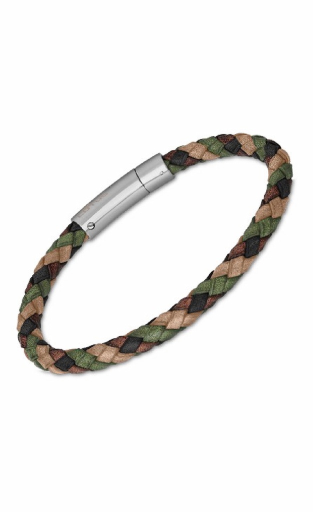 Pulsera Lotus Style Basic Hombre Piel Beige, Marrón y Verde LS2141-2/4