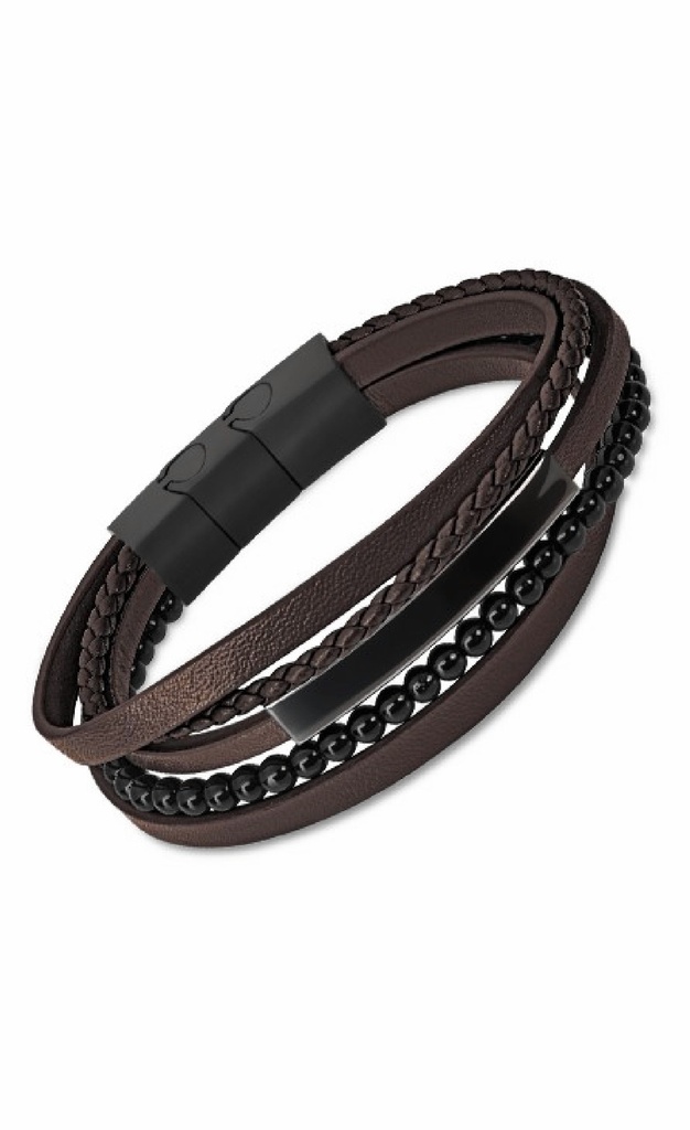 Pulsera Lotus Style Urban Hombre Piel Marrón LS2144-2/3