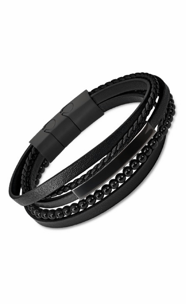 Pulsera Lotus Style Urban Hombre Piel Negra LS2144-2/4
