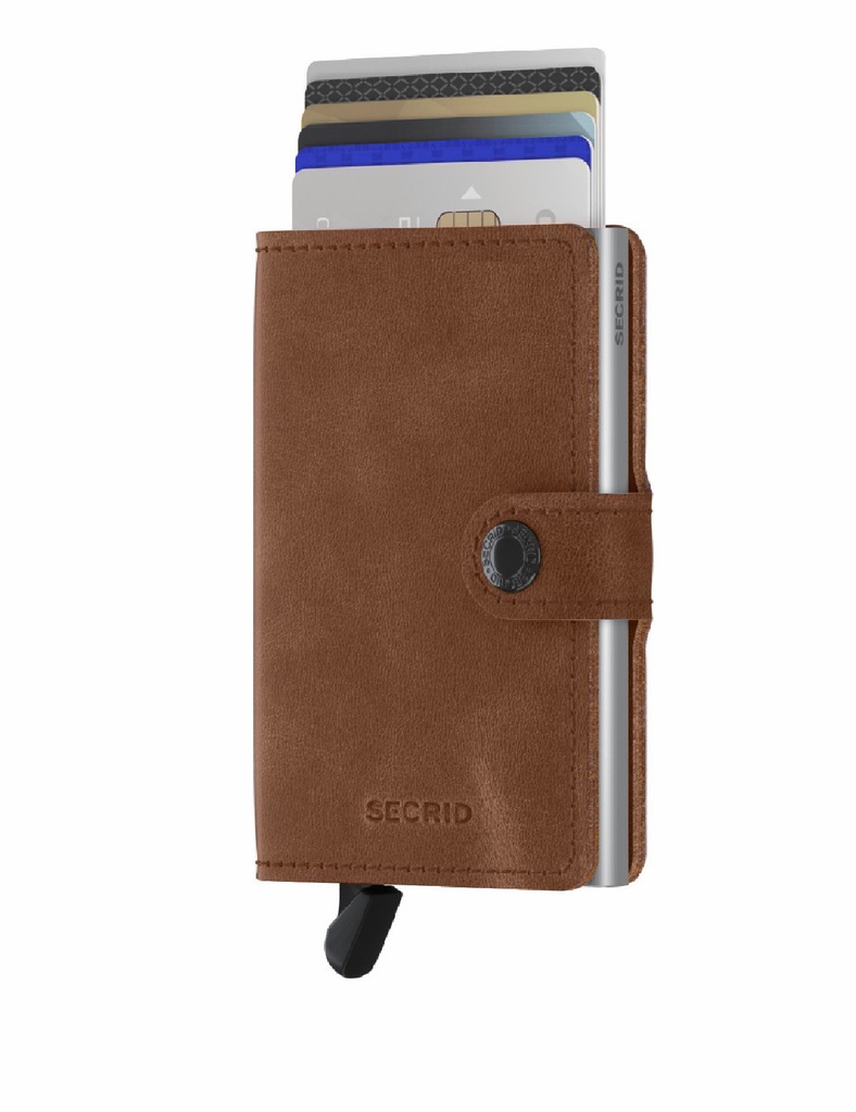 Cartera Secrid miniwallet vintage cognac-silver