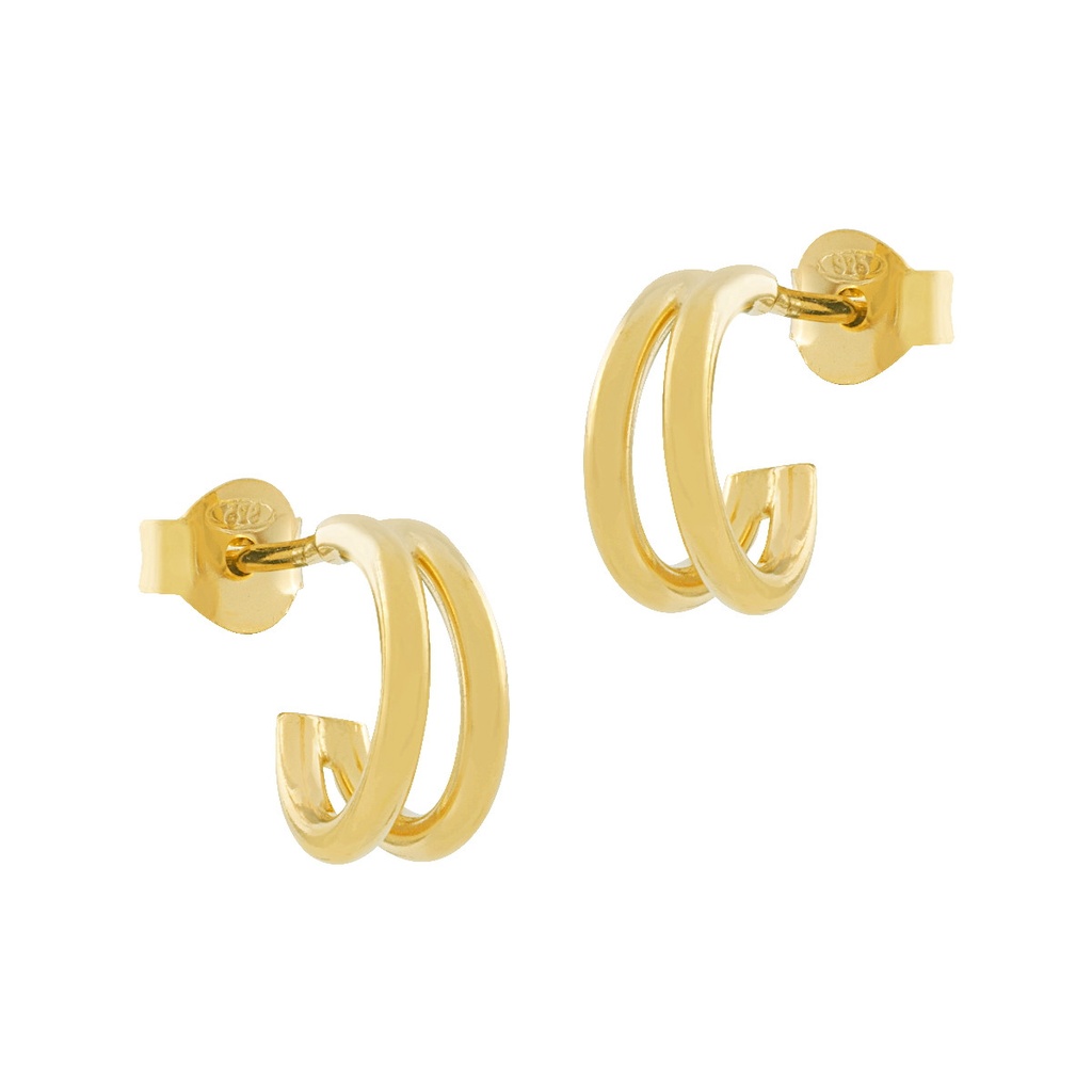 Pendientes Itemporality Cala Doble Aro Plata Baño Oro