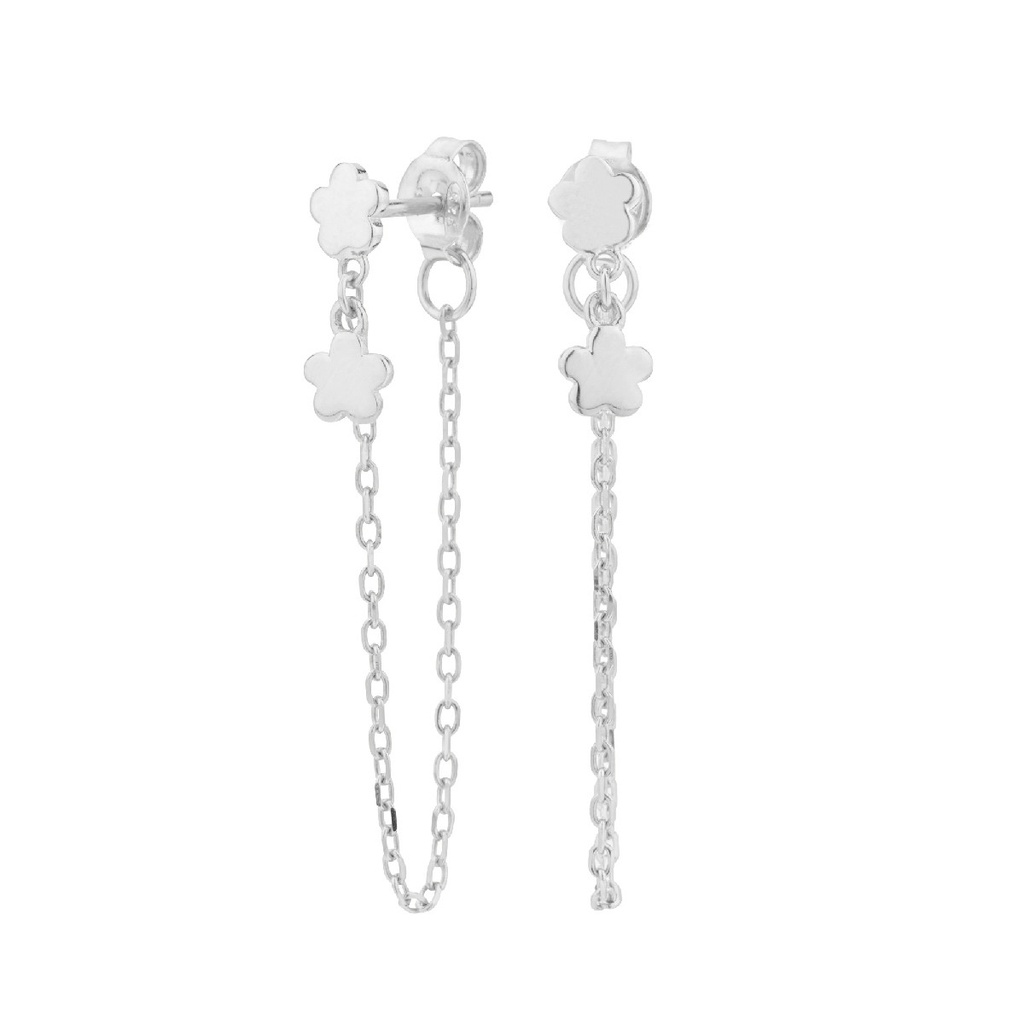 Pendientes Itemporality Cadena y Flor Plata