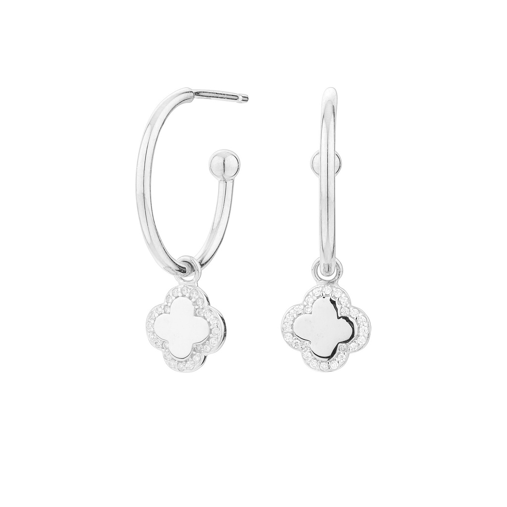 Pendientes Itemporality cube aro flor plata