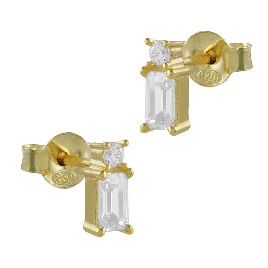 Pendientes Itemporality Cristal plata baño oro y circonitas