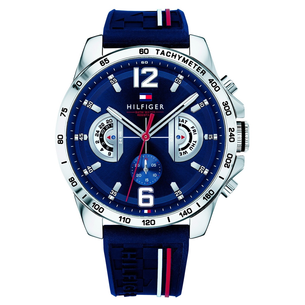 Reloj Tommy Hilfiger Hombre Multiesfera de caucho azul