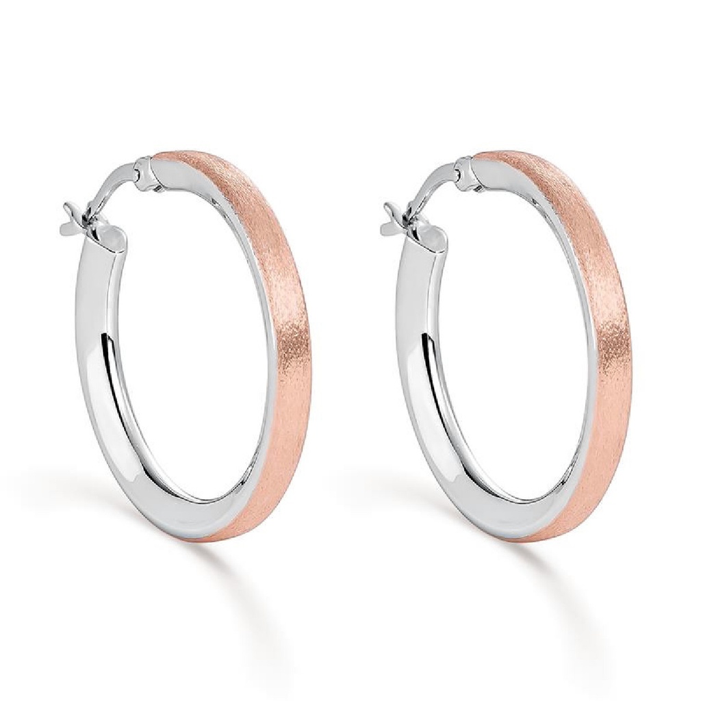 Pendientes Itemporality Aro Textura plata baño bicolor rose