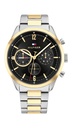 Reloj Tommy Hilfiger Hombre Matthew Multifunción Acero Bicolor Plateado IP Dorado Esfera Negra 1791944