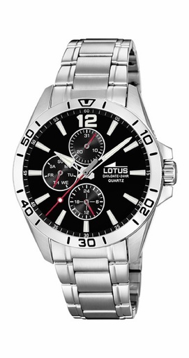 [18812/3] Reloj Lotus Multifunción Hombre Acero y Esfera Negra 18812/3