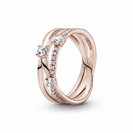 Anillo Pandora Rose Triple Banda Brillante
