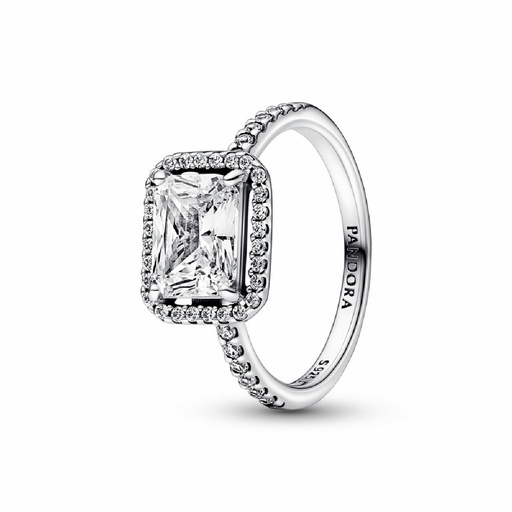 Anillo Pandora Halo Rectangular Brillante