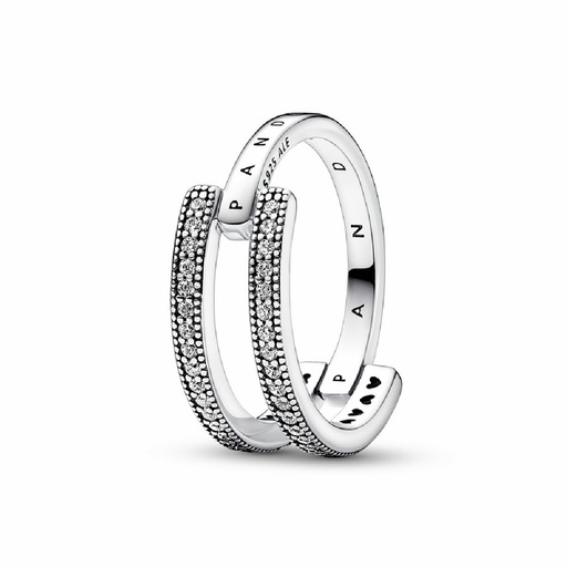 Anillo Pandora Doble banda Logo y Pavé 192779C01