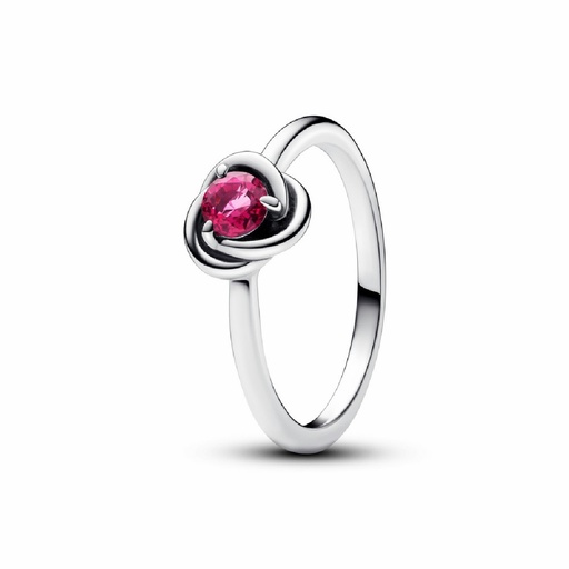 Anillo Pandora Circular Eternidad Piedra Natal Cristal de Octubre Rosa