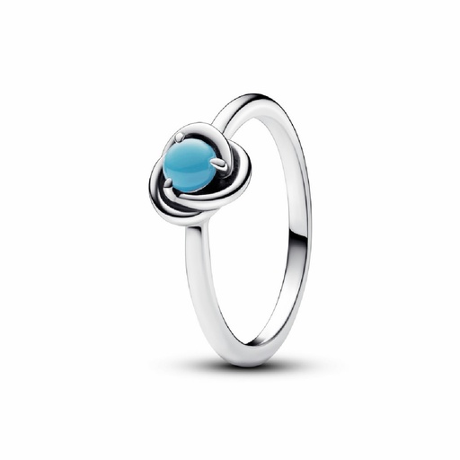 Anillo Pandora Circular Eternidad Piedra Natal Cristal de Diciembre Turquesa
