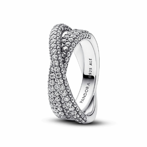 Anillo Pandora Timeless Pavé cruzado de doble banda
