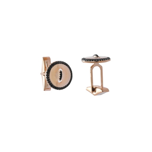[195H0003] Gemelos Plata Chapado Rosa Boton Sipnel 195H0003