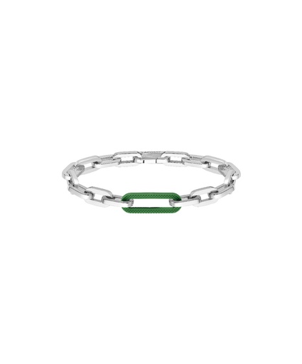 [2040103] Pulsera Lacoste Hombre Ensemble Acero-Caucho Verde 2040103