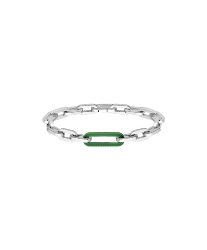 [2040103] Pulsera Lacoste Hombre Ensemble Acero-Caucho verde