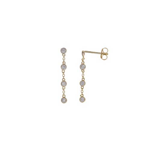 [213A0169] PENDIENTES PLATA CHAPADO DORADO CADENA C