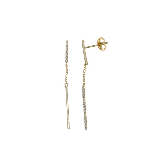 [213A0206] PENDIENTES PLATA CHAPADO DORADO DOS BARR