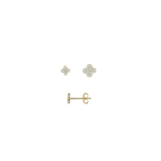 [213A0260] Pendientes Salvatore Mini Flor Circonita Plata Chapada