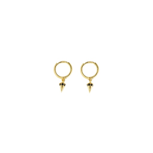 [213A0290] Pendientes Salvatore Aro Cono Plata Chapada Circonitas Negras