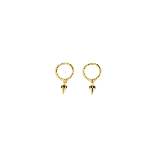 [213A0290] Pendientes Salvatore Aro Cono Plata Chapada Circonitas Negras