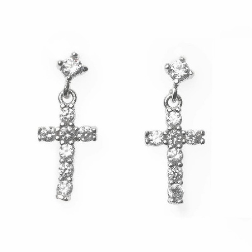 [170A0051] PEND. PLATA RODIO CRUZ PAVE CIRC. BLANCA