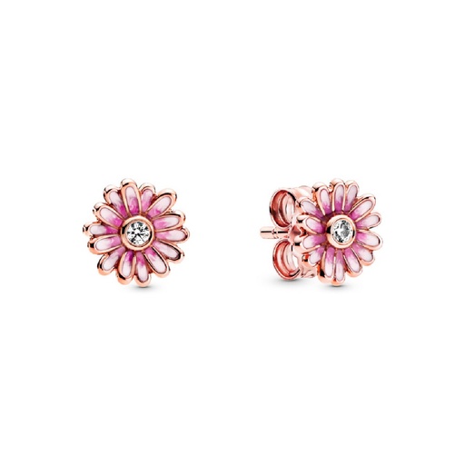 [288773C01] Pendientes Pandora Botón de Margaritas con Baño oro rosa